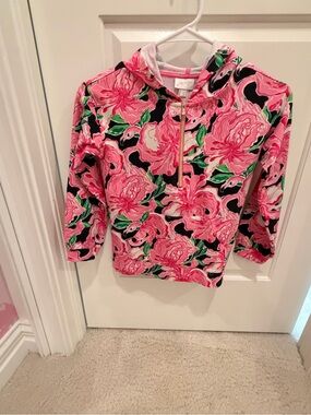 Lilly Pulitzer Pink Floral Zip Hoodie - Kids Sweatshirt
